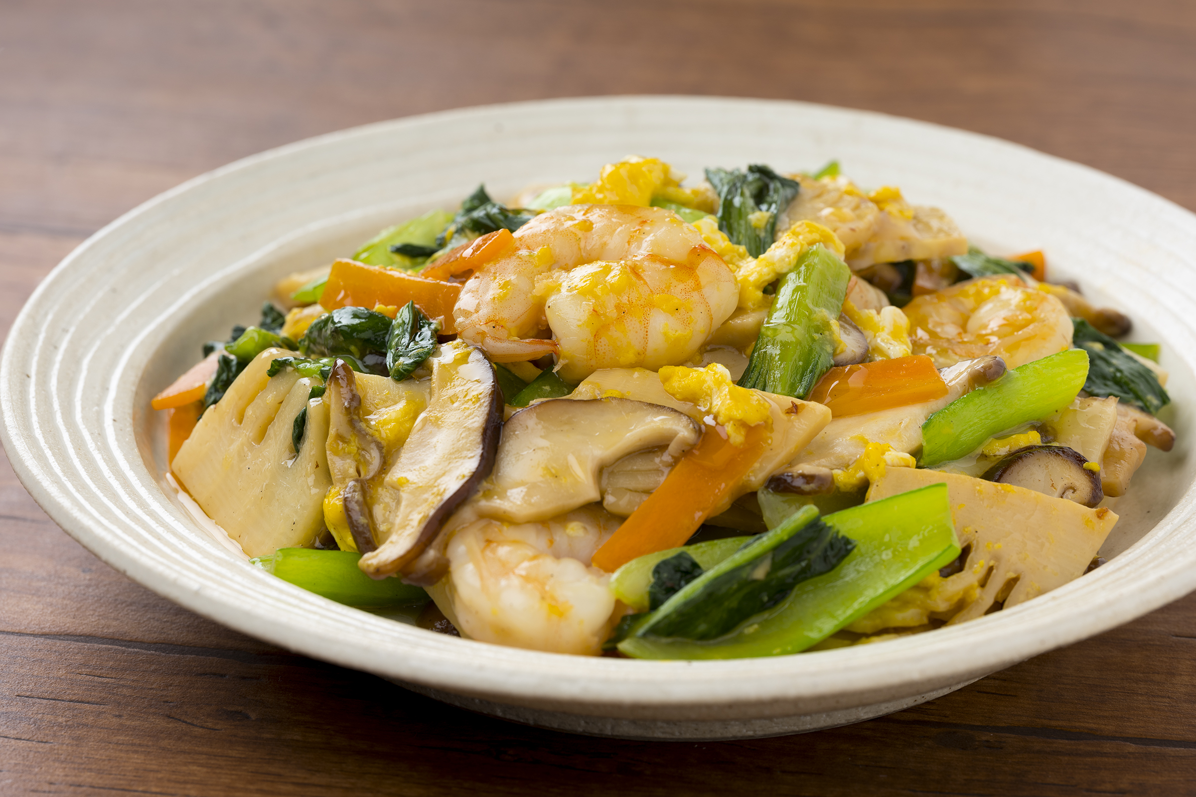 エビと野菜の中華風卵炒め