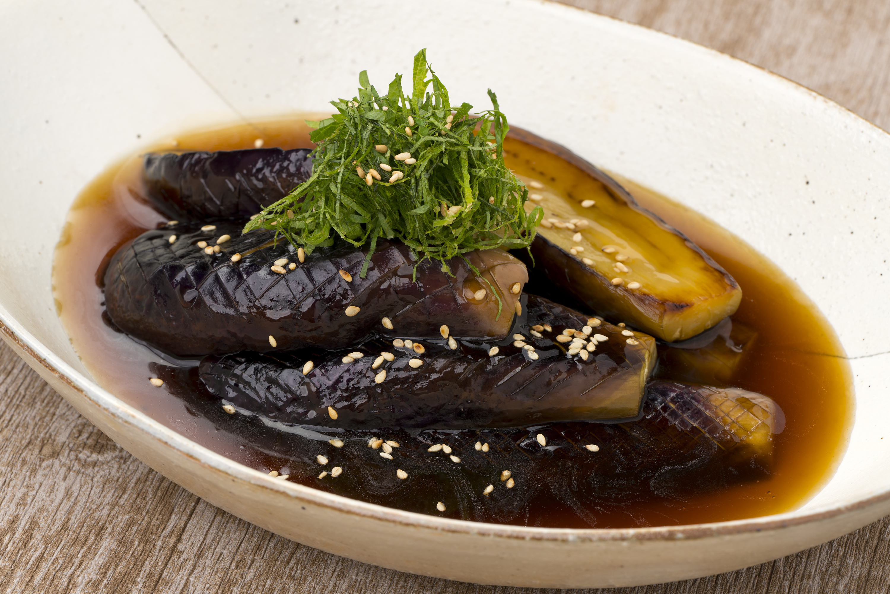 ナスのあんかけ大葉風味