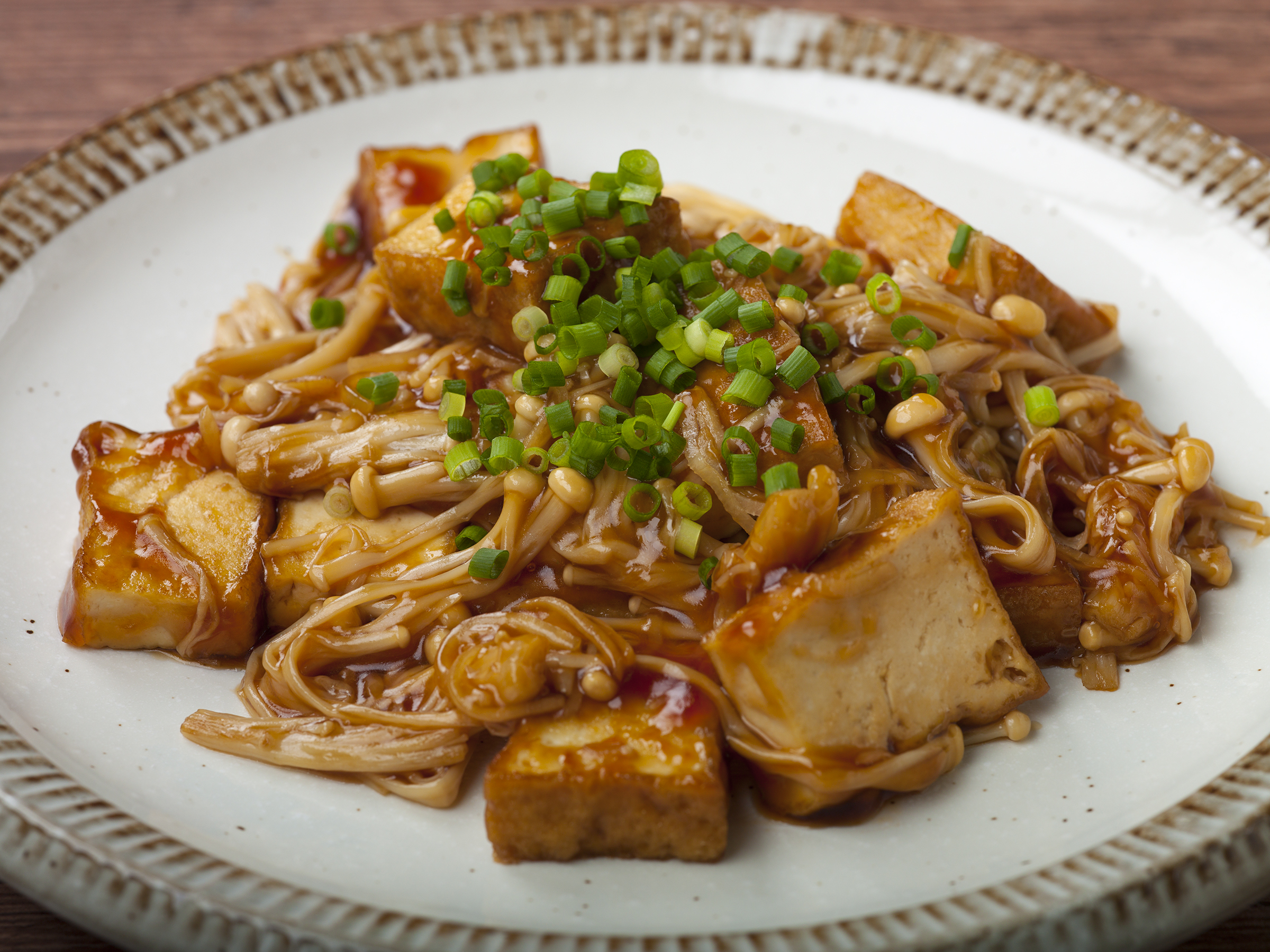 厚揚げとエノキの生姜あんかけ