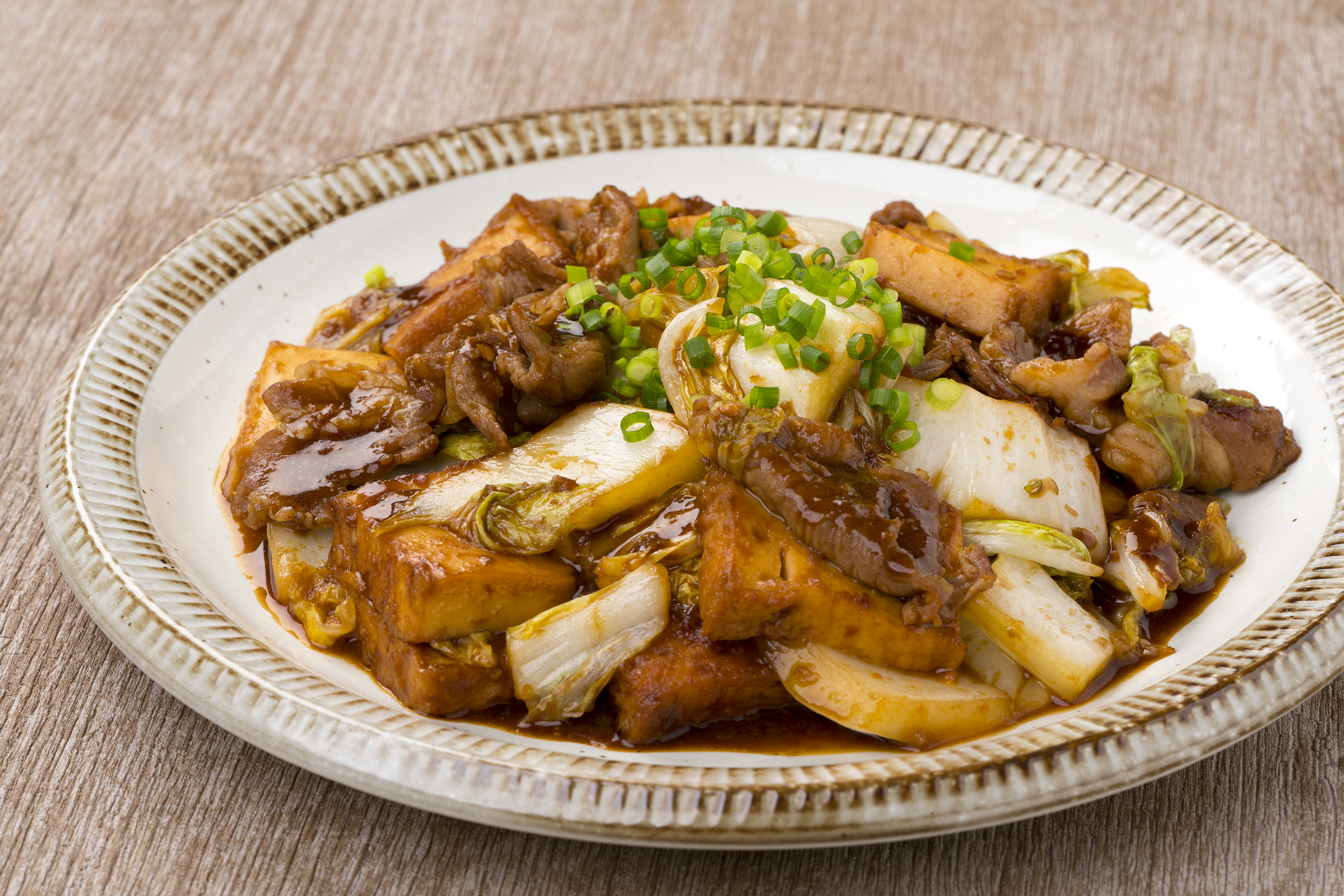 厚揚げと白菜の味噌オイスター炒め