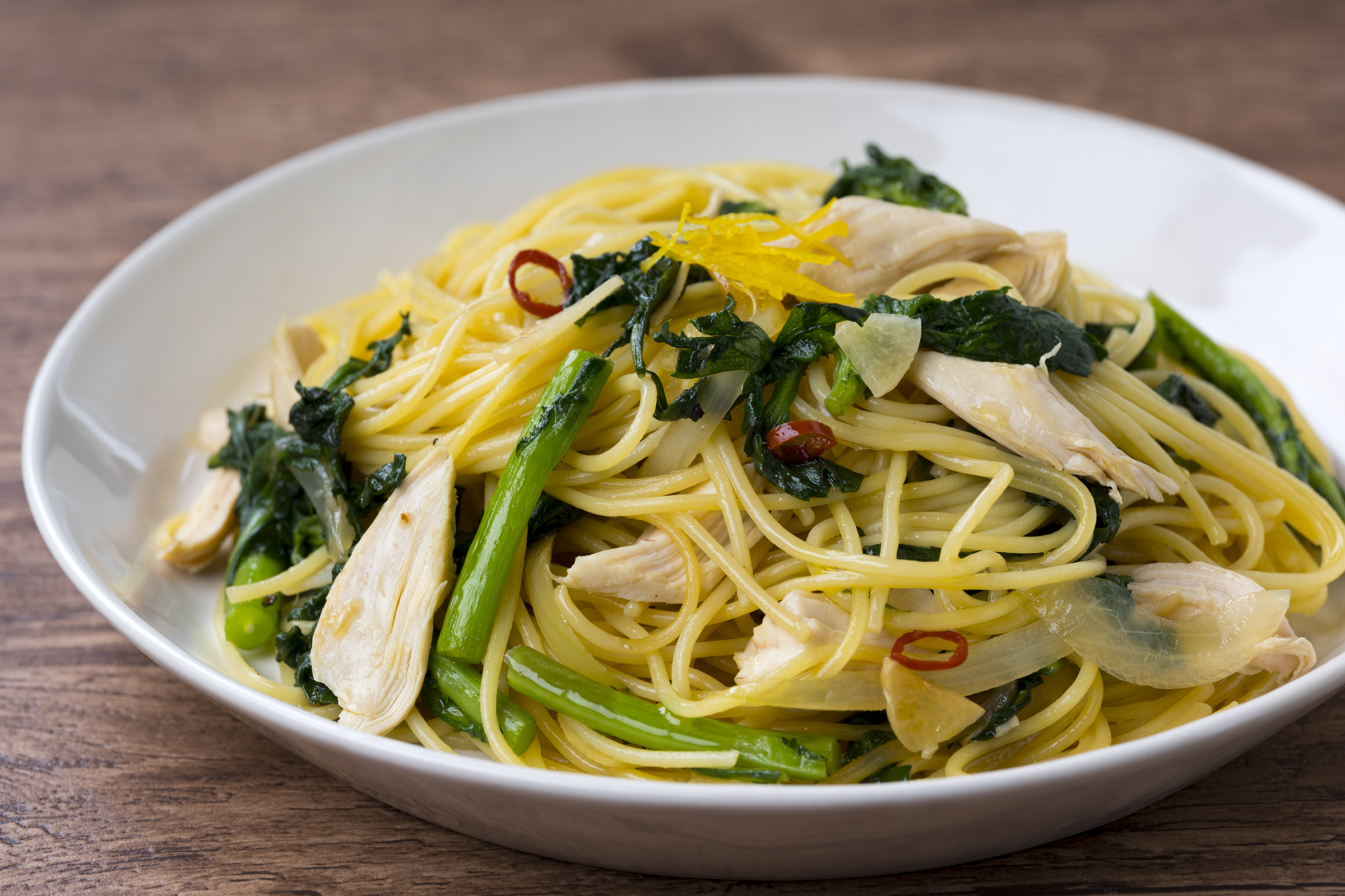 春菊とささみのペペロンチーノ